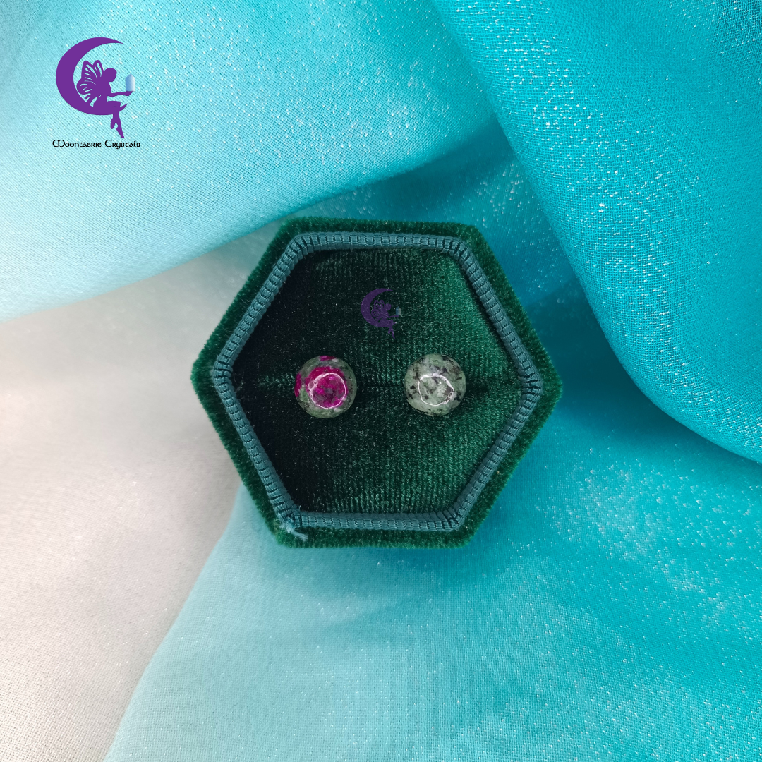 Ruby Zoisite Stud Earrings