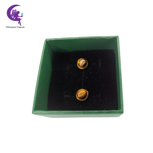 Golden Dawn Half Round Tiger's Eye Stud Earring