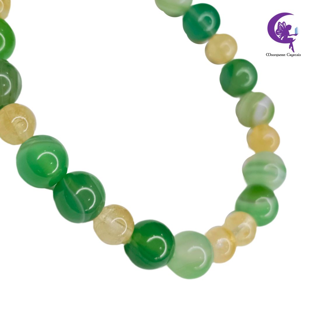 Triple Abundance Bracelet - Green Aventurine, Green Agate & Citrine