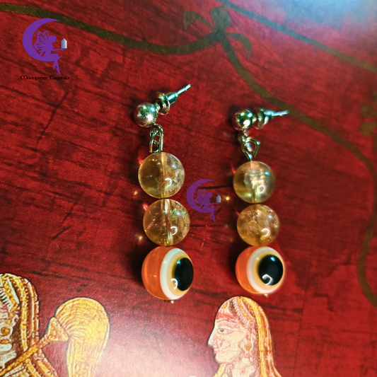 Citrine + Orange Evil Eye Earrings