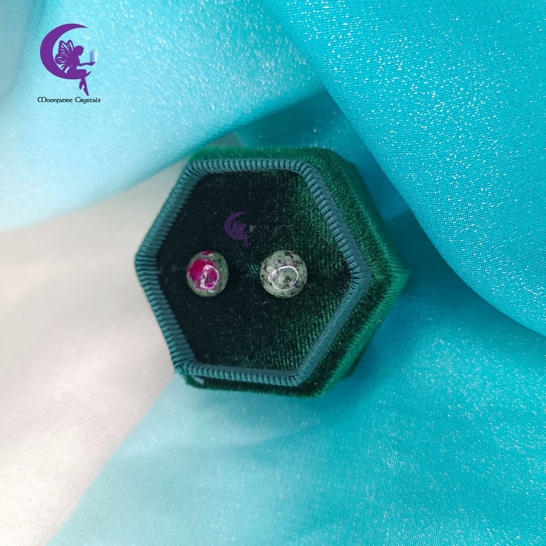 Ruby Zoisite Stud Earrings