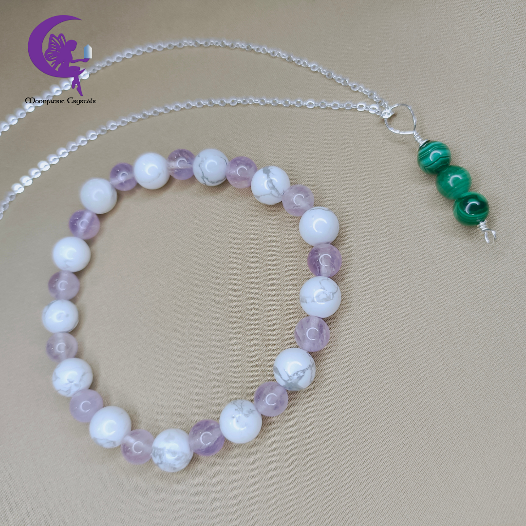 Ketenangan &  Perlindungan Bundle - Amethyst, Howlite & Malachite