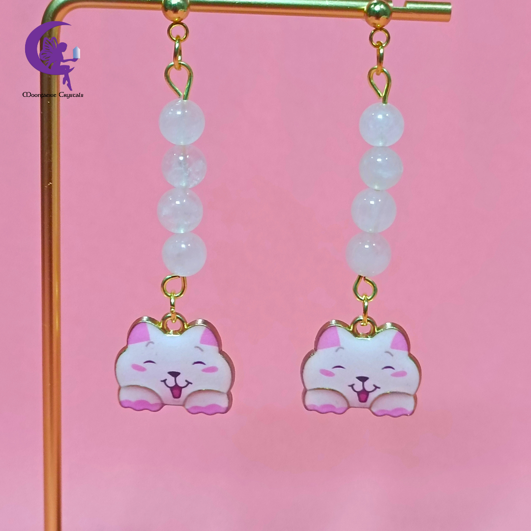 Meowgical Gemstone Dangling Earrings