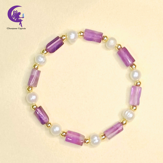 Amethyst Regal Elegance Bracelet - Gemstone Meets Pearl