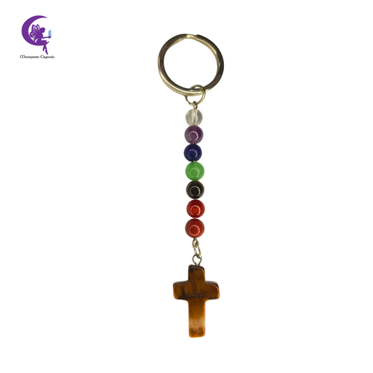 Majestic Tiger's Eye 7 Chakra Keyring