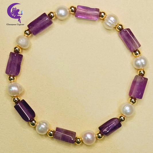 Amethyst Regal Elegance Bracelet - Gemstone Meets Pearl