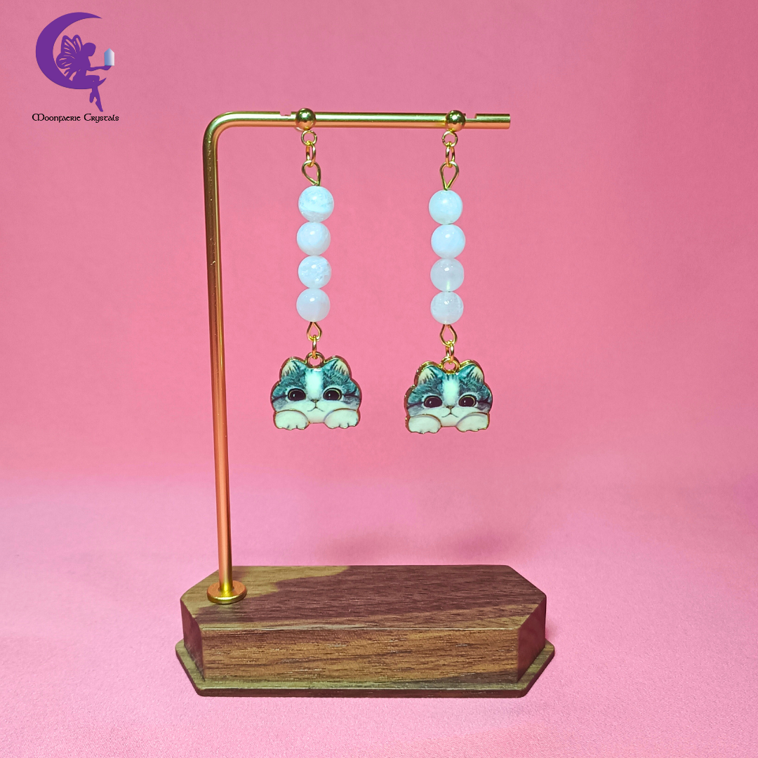 Meowgical Gemstone Dangling Earrings