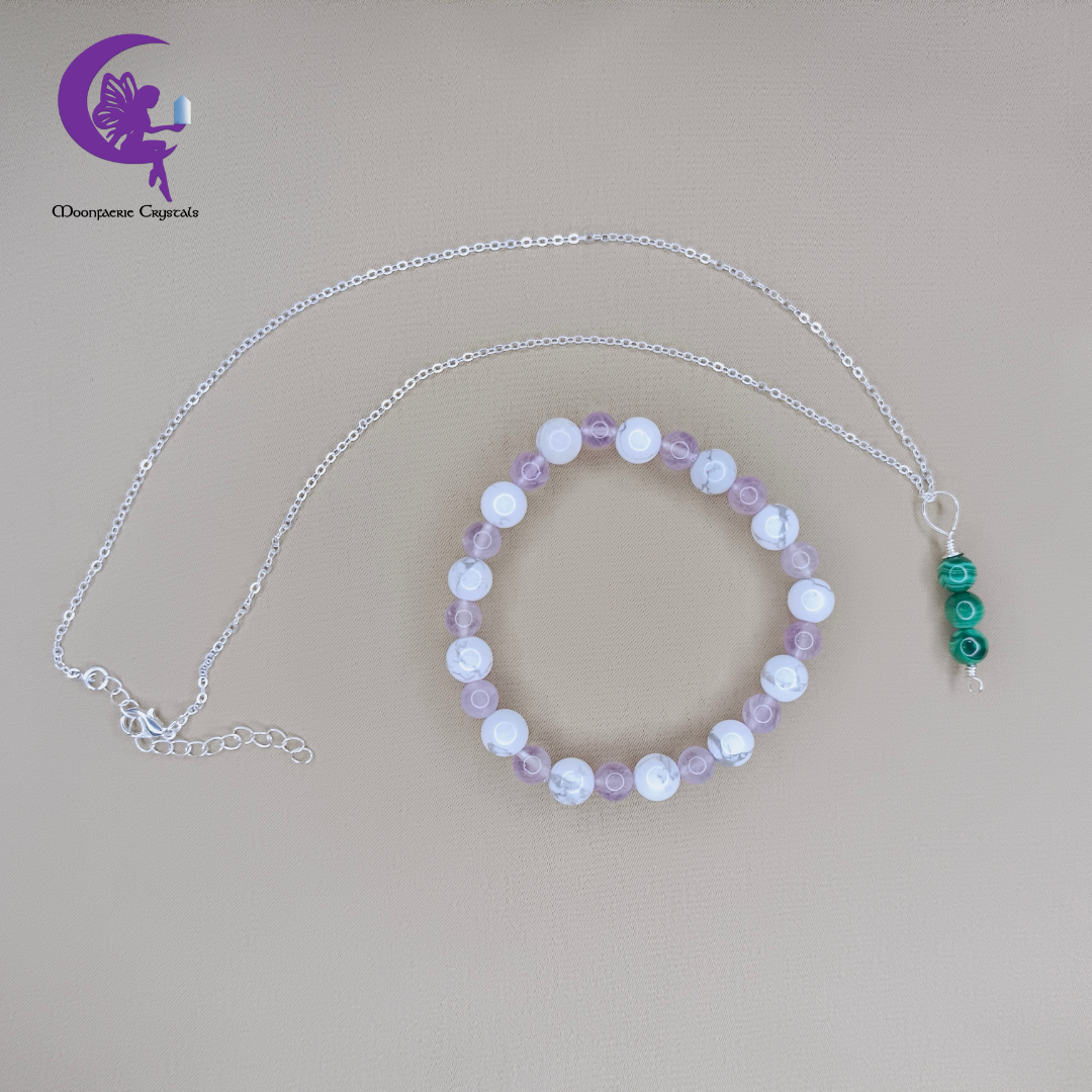 Ketenangan &  Perlindungan Bundle - Amethyst, Howlite & Malachite