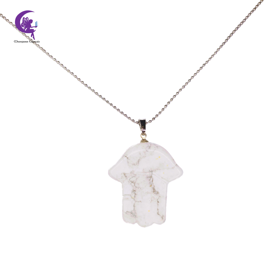 Howlite Hamsa Gemstone Necklace - Pre-order