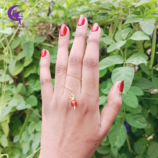 Spiral Dangling Gemstone Ring of Fire - Carnelian