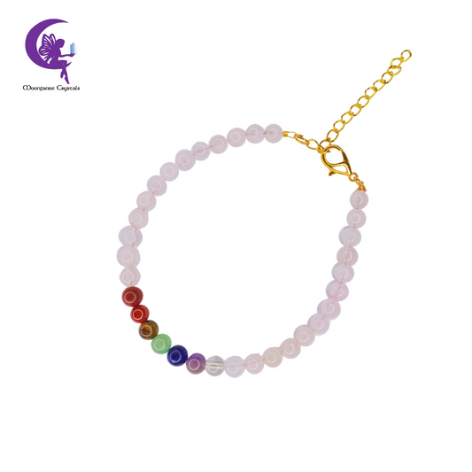 Rose Quartz  + 7 Chakra Multi-Healing Anklet