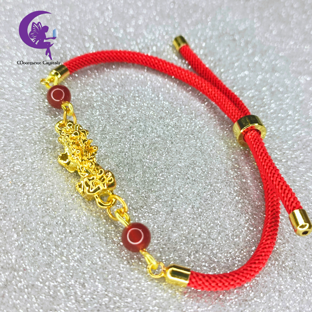 Sacred Thread of Abundance: Red - Pi Xiu Bracelet featuring Carnelian