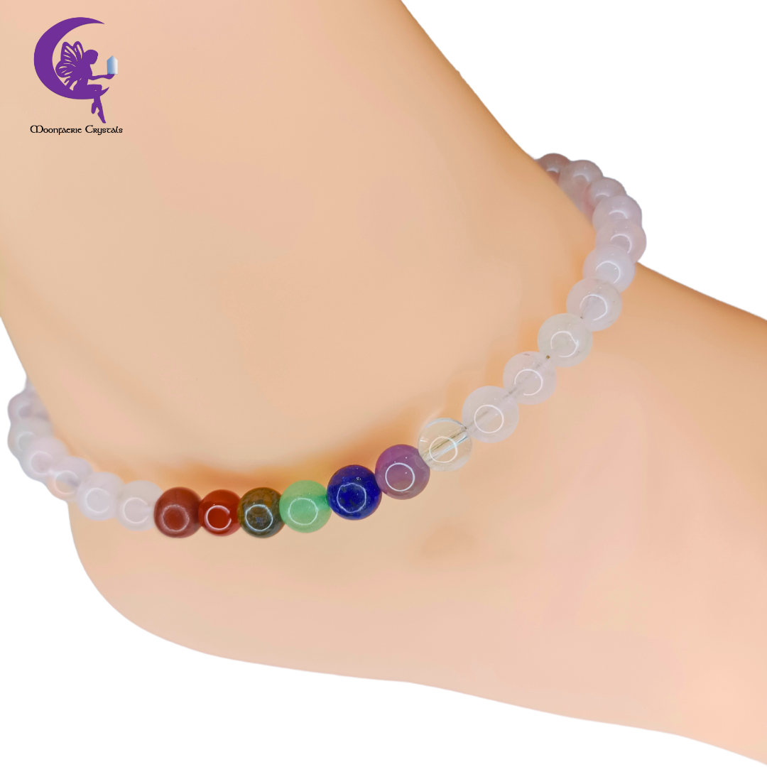 Rose Quartz  + 7 Chakra Multi-Healing Anklet