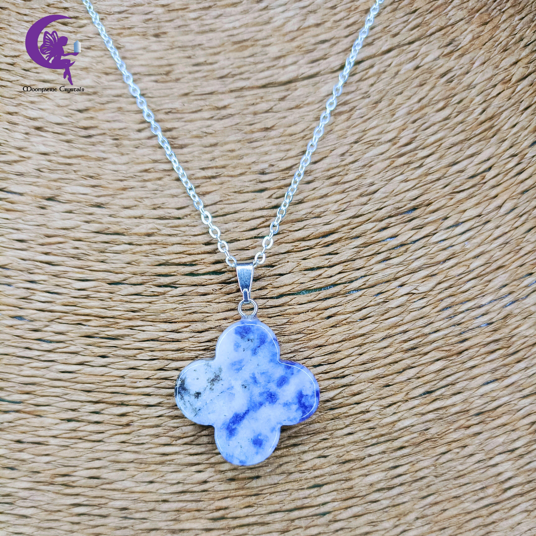 Sodalite Four Leaf Clover Necklace