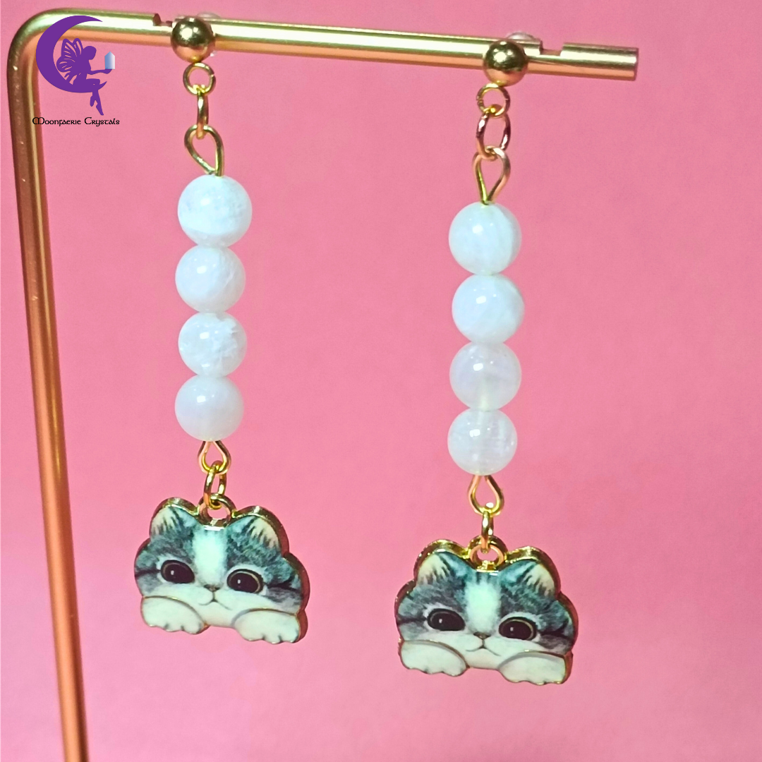 Meowgical Gemstone Dangling Earrings