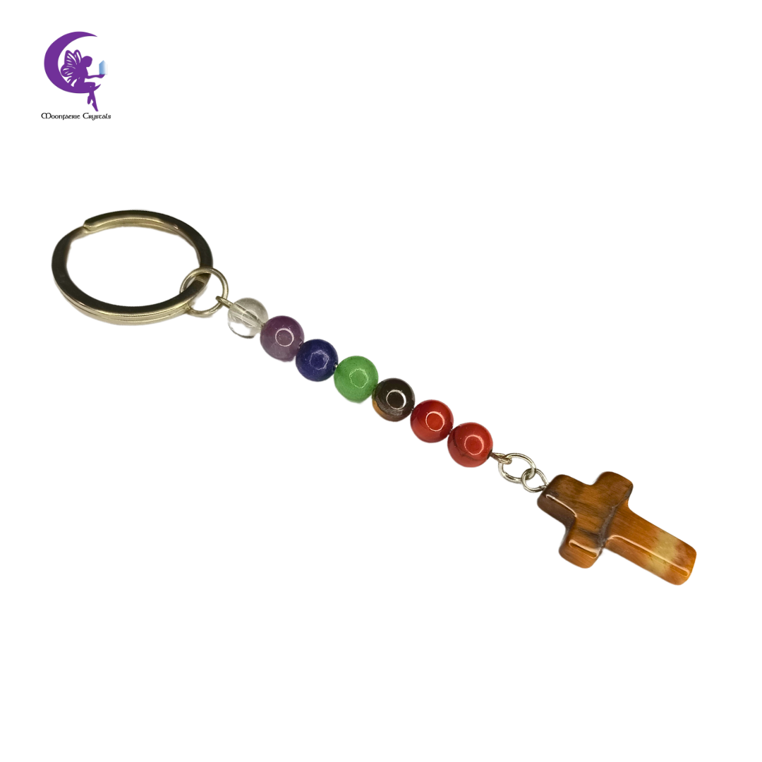 Majestic Tiger's Eye 7 Chakra Keyring