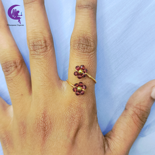 Garnet Sundrop Bloom Ring