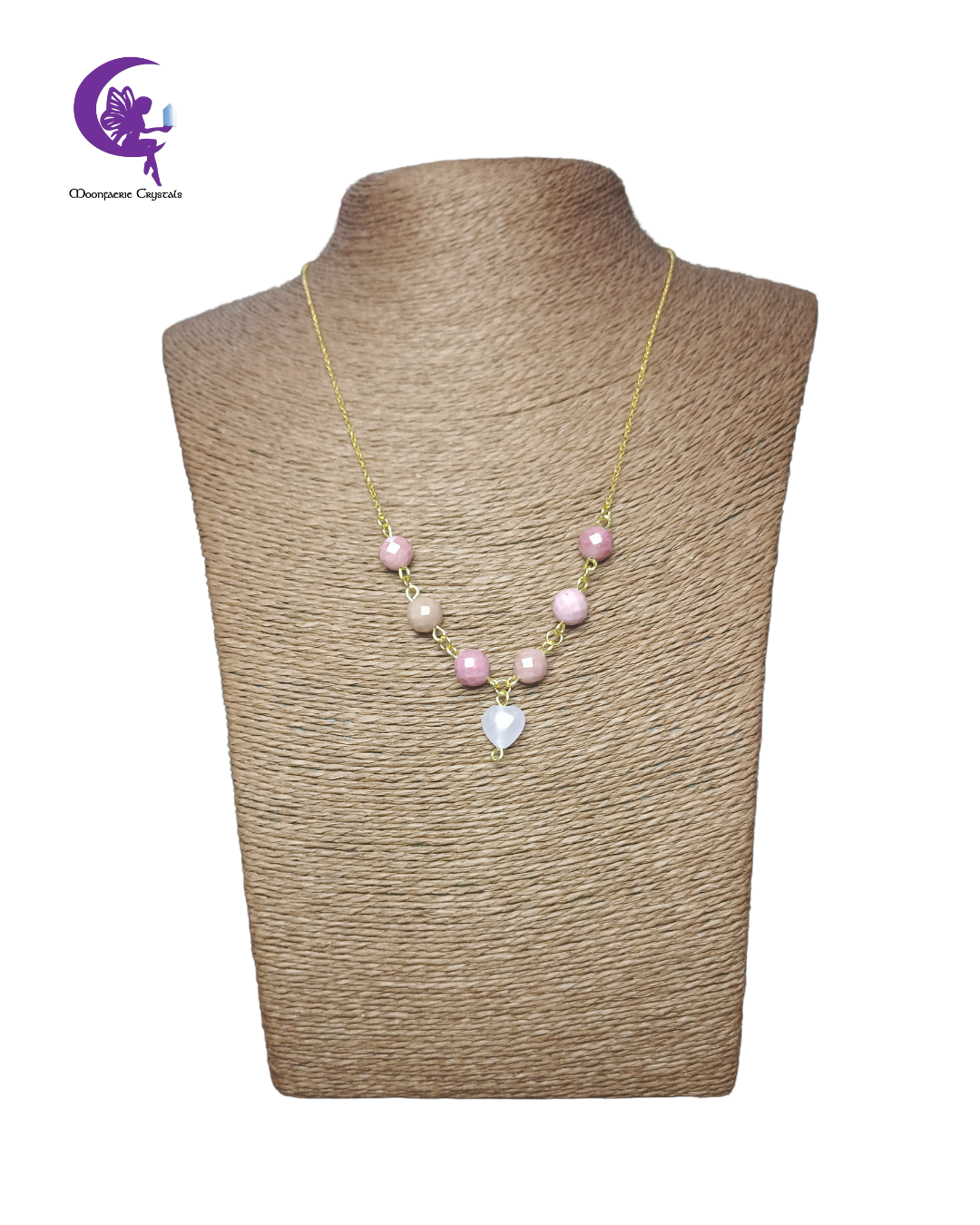 Secure Heart Necklace – Rose Quartz & Rhodochrosite