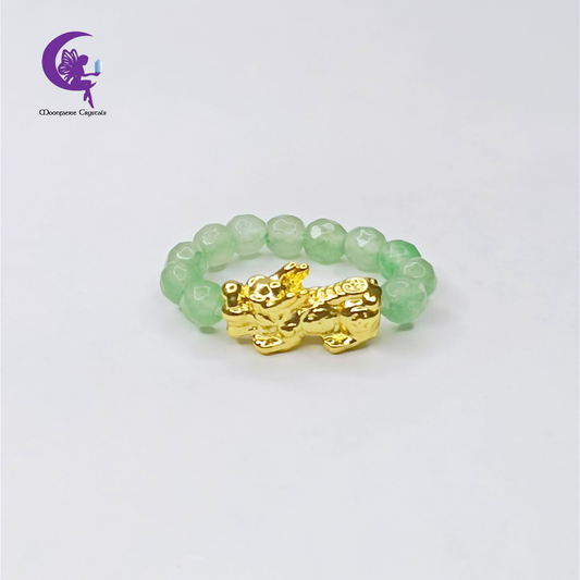 Moonfaerie Green Aventurine & Pi Xiu Sacred Wealth Vault Ring