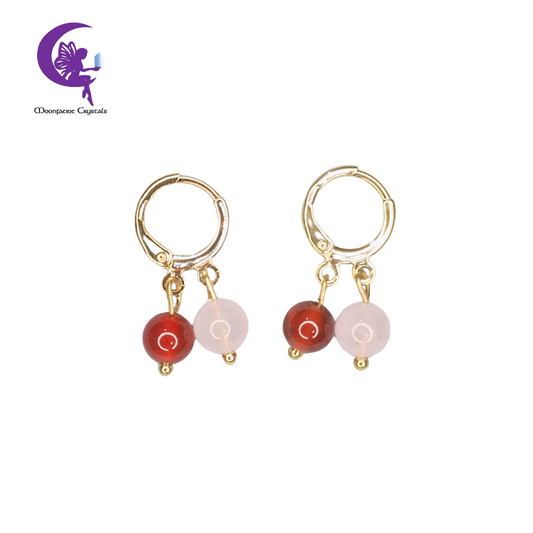 Carnelian & Rose Quartz Leverback Earrings