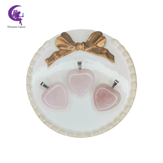 Rose Quartz Heart Pendant for Love, Healing & Serendipity