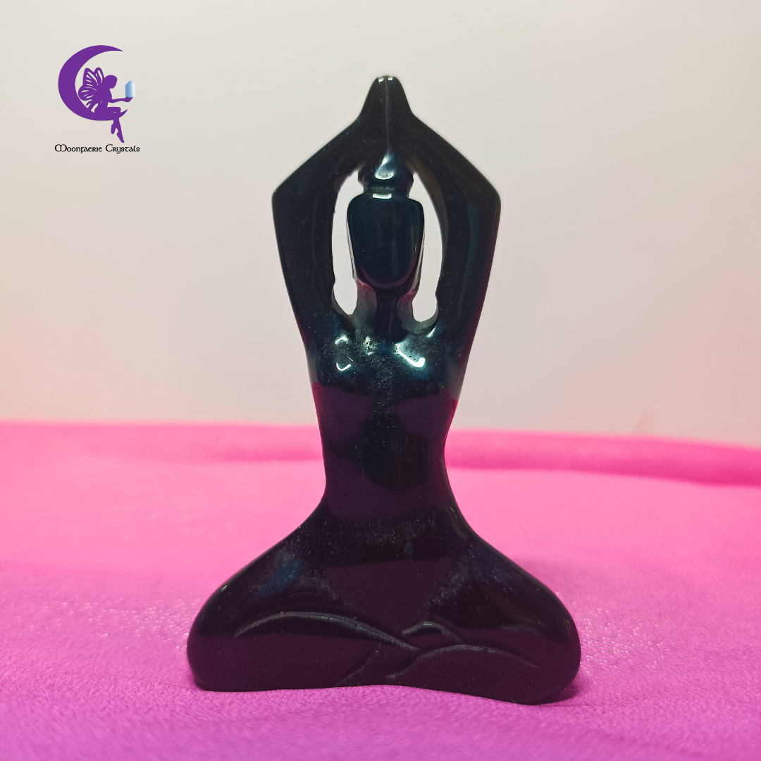 Yoga Pose Sculpture - Black Obsidian