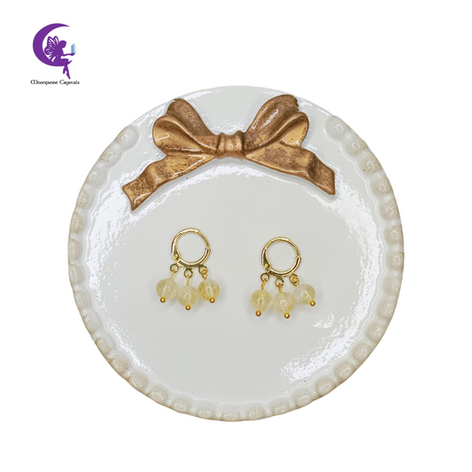 Triple Citrine Leverback Earrings — 3x Wealth, Joy, and Manifestation