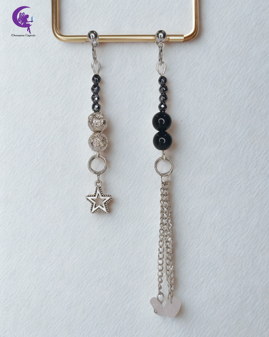 Electric Soul Earrings – Lava Rock, Clear Quartz & Black Obsidian