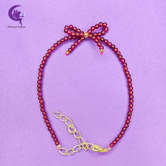Garnet Bow Bracelet - Strength, Resilience & Vitality