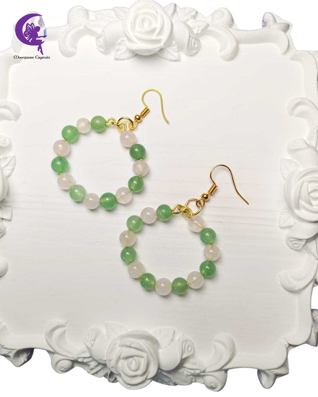 Heart Chakra Harmony Hoops - Green Aventurine & Rose Quartz