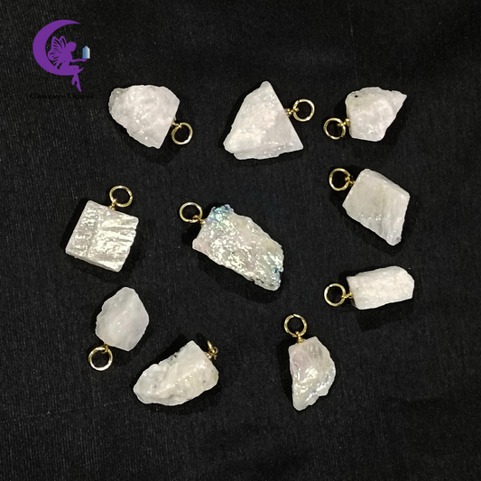 Electroplated Raw Moonstone Luminous Pendant