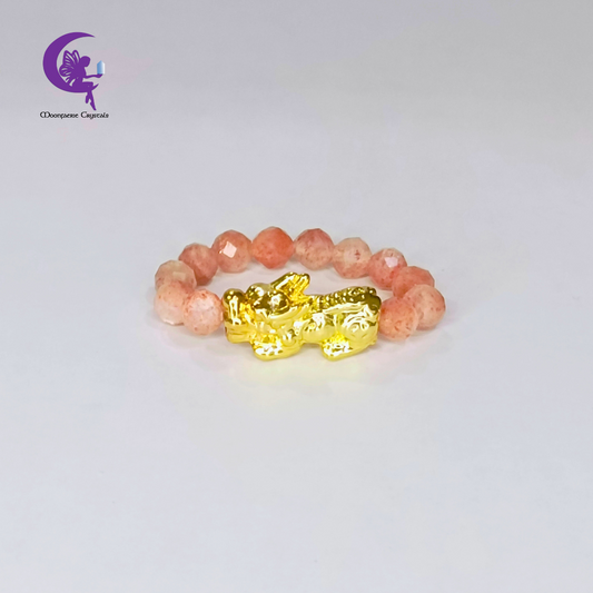 Moonfaerie Sunstone & Pi Xiu Golden Emperor Prosperity Ring