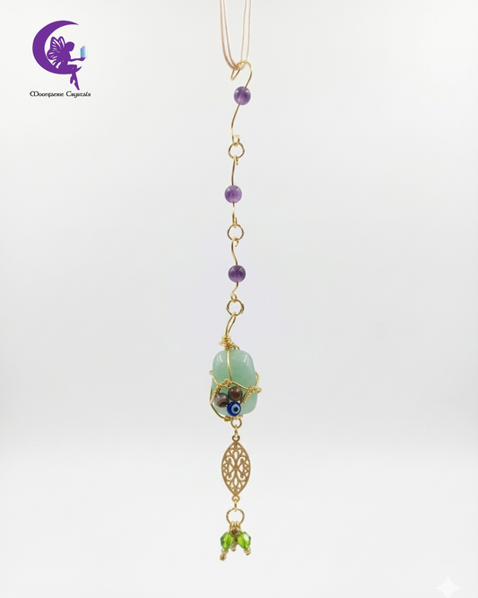 Sacred Garden of Eternal Abundance & Protection Gemstone Ornament - Green Aventurine, Amethyst, Brown Agate & Tiger's Eye