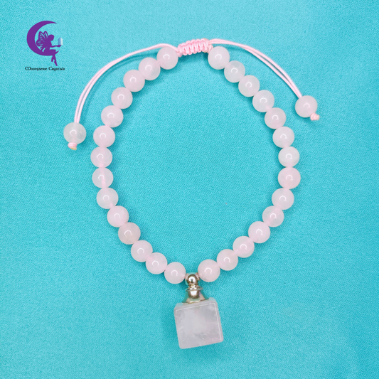 Rose Quartz Refillable Cube Gemstone Bracelet