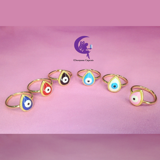 Evil Eye Tear Drop Adjustable Ring