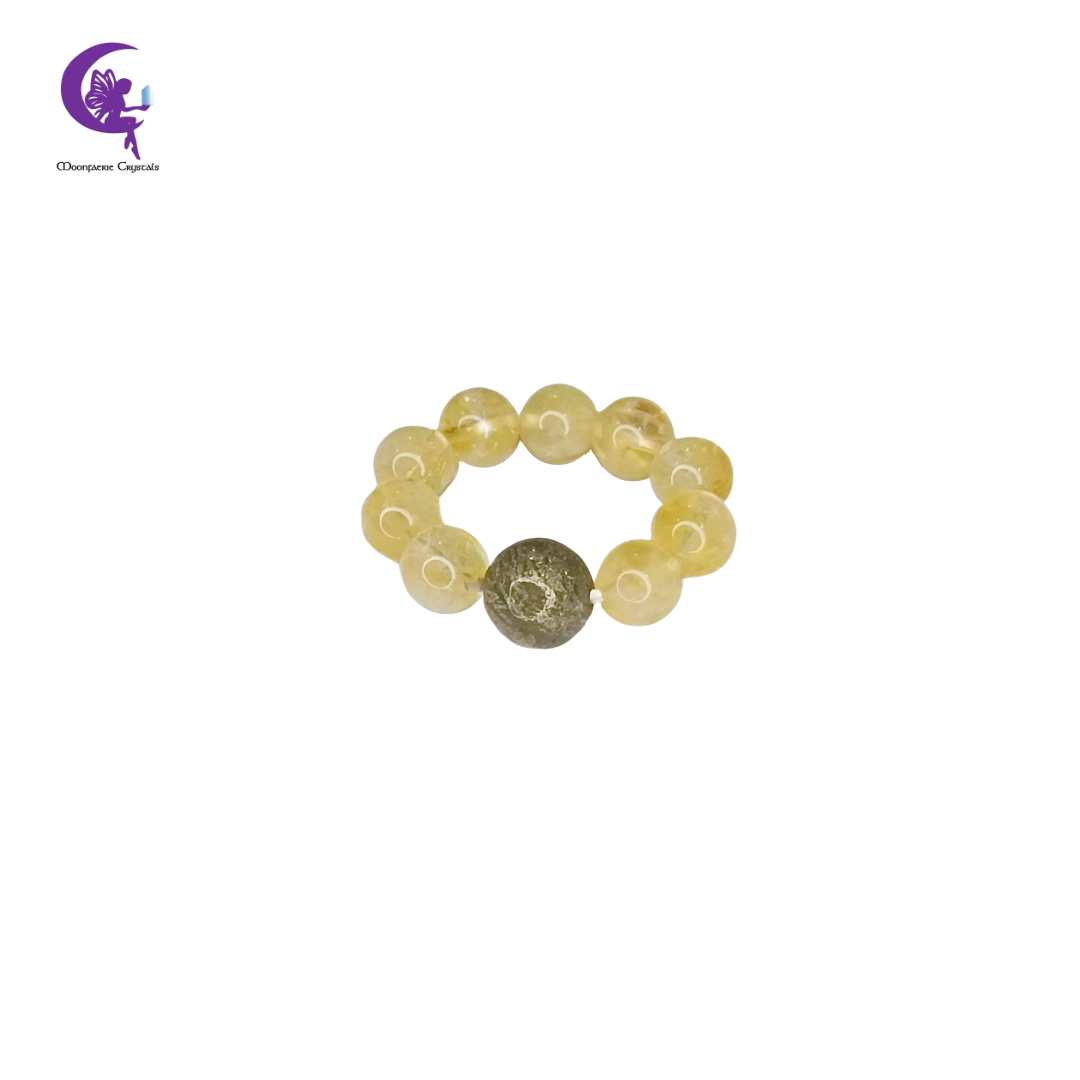 Citrine Pyrite Beaded Ring - Pre-order