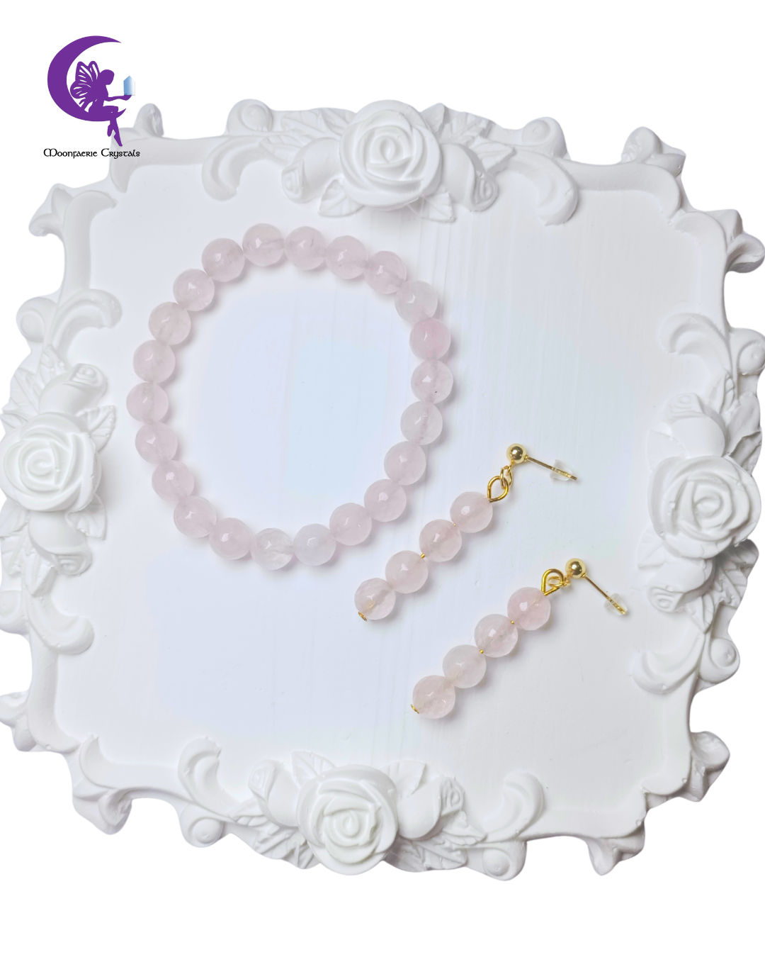 Glimmering Heart Rose Quartz Jewelry Set