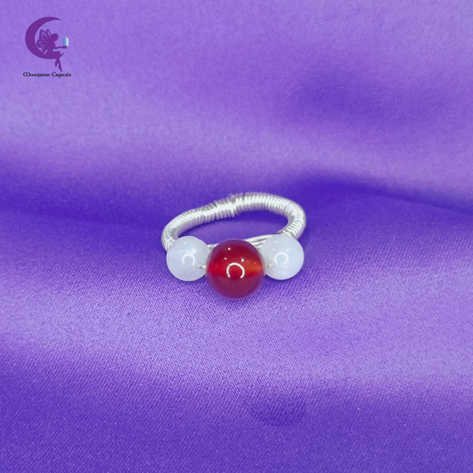 Aligned Goddess Ring – Carnelian & Moonstone - Power, Intuition & Harmony
