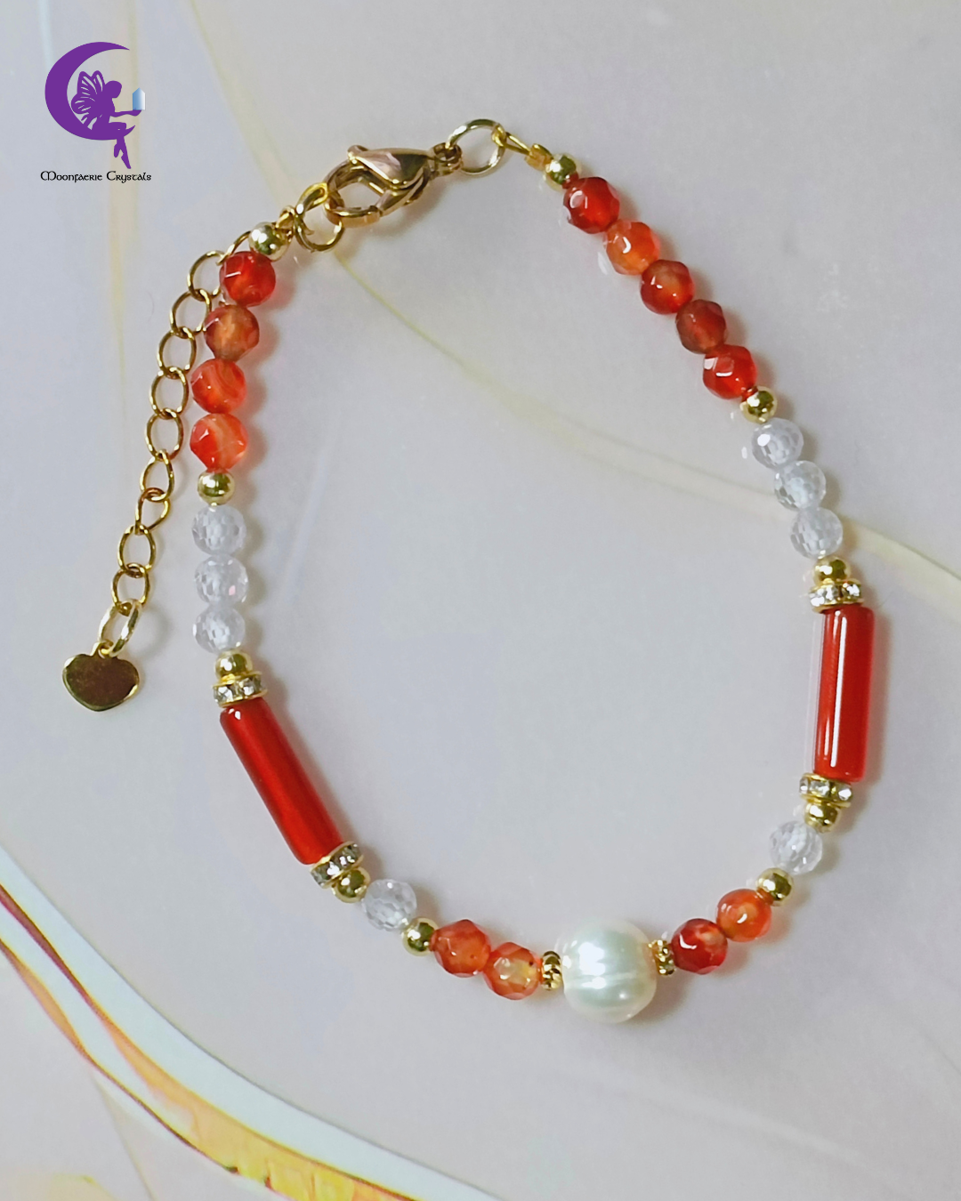 Terra & Marina: Carnelian & Pearl Bracelet