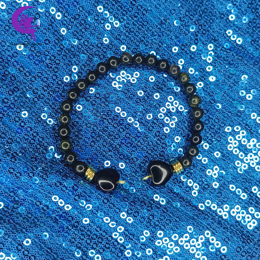 🖤 Veil of Shadows Bangle – Black Obsidian & Serpentine ✨