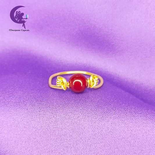 Carnelian Golden Weave Ring
