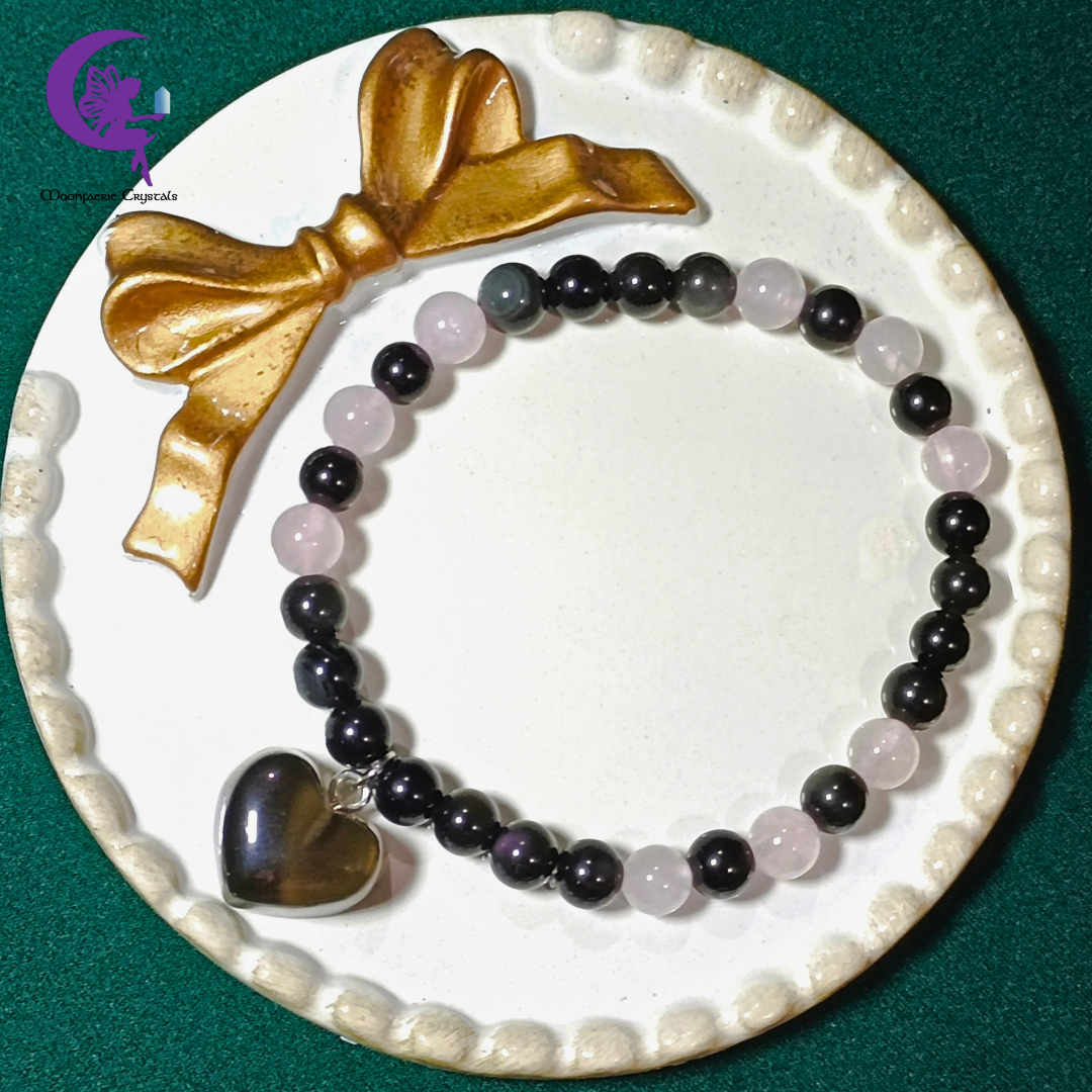 Dark Love Passage Bracelet - Black Obsidian Meets Rose Quartz