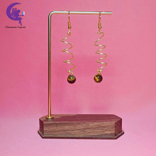 Golden Spiral Tiger's Eye Earrings