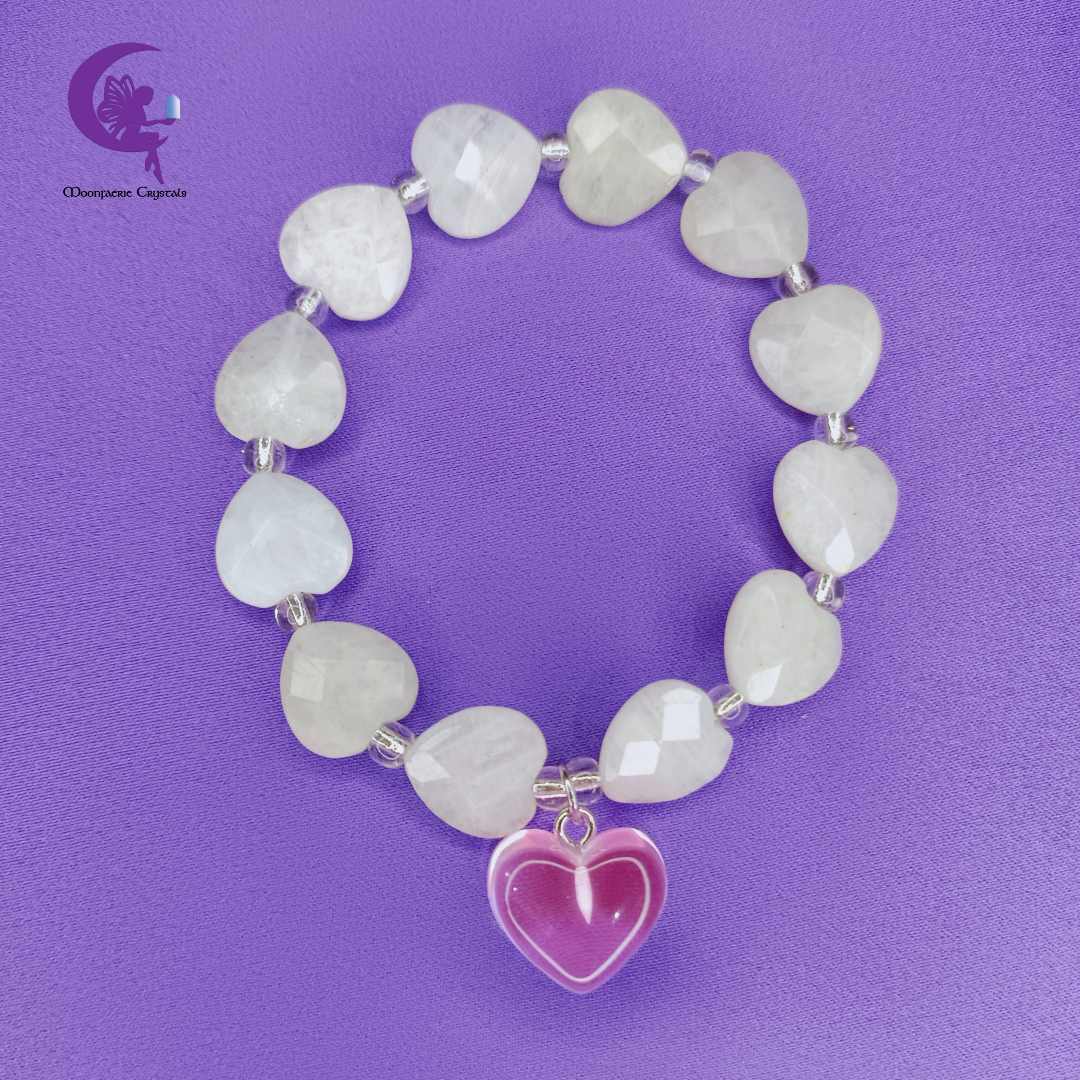 Rainbow Moonstone Faceted Heart Bracelet
