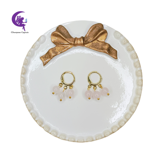 Triple Rose Quartz Leverback Earrings — 3x Unconditional Love, Emotional Healing, and Inner Peace