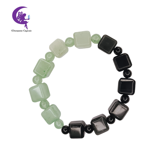 Shadow & Growth Bracelet - Black Obsidian & Green Aventurine