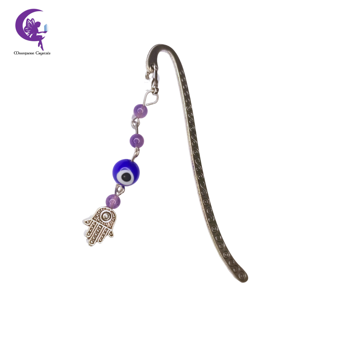 Hamsa Hand Evil Eye Gemstone Bookmark