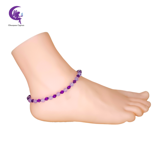 Fairy Sparkle Elegant Gemstone Anklets - Amethyst