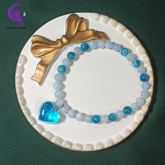 Mermaid Heart Bracelet - Blue Apatite & Aquamarine