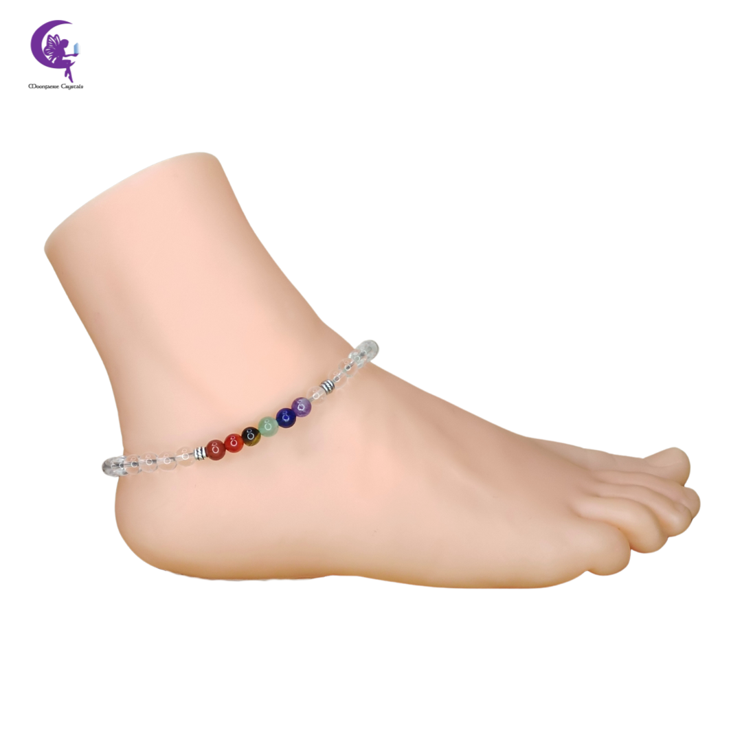 Clear Quartz + 7 Chakra Multi-Healing Anklet